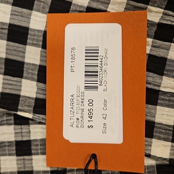 💕ALTUZARRA💕 Donrine Seersucker Gingham Midi Dress ~ Black Ivory 42 EU NWT - Picture 14 of 16